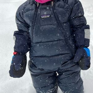 Patagonia Blue hi-loft down Snowsuit bunting